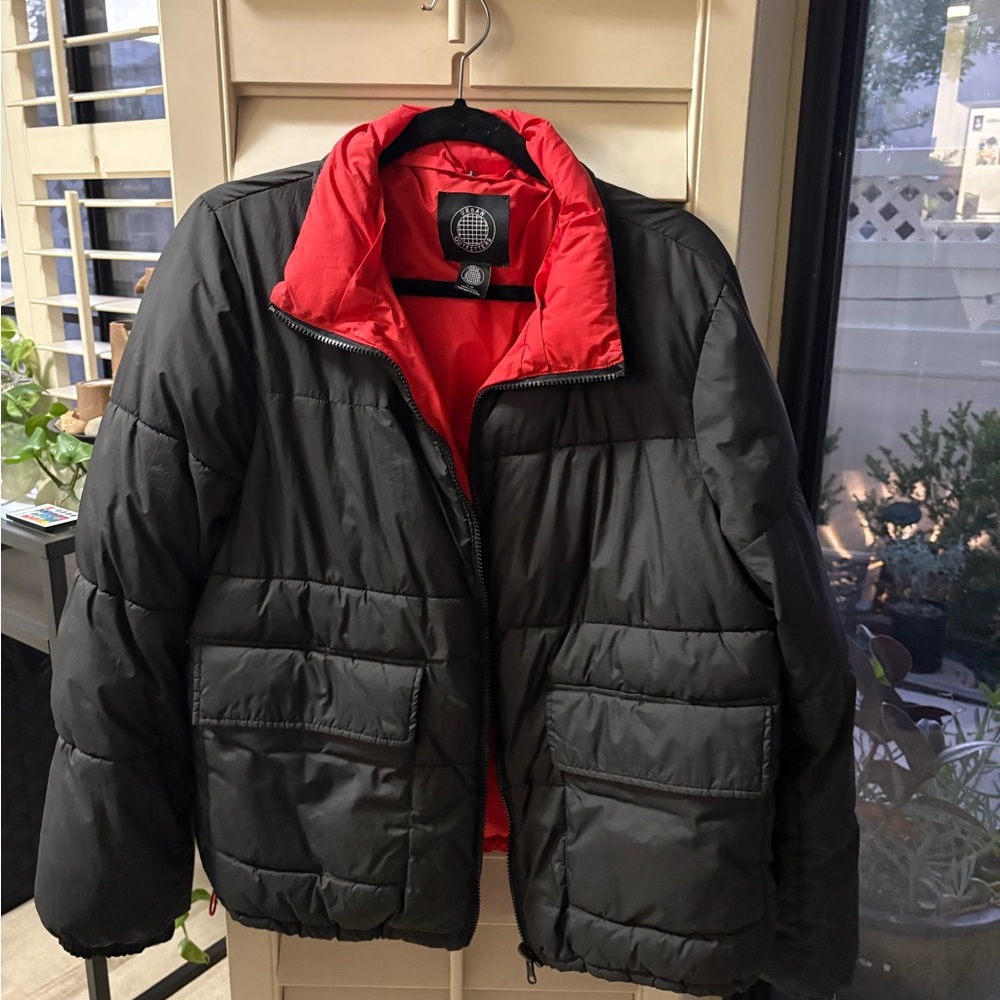 Urban Outfitters Black and Red Puffer Jacket